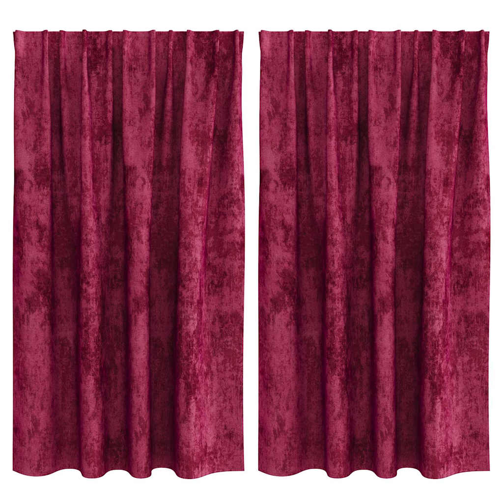 Aksominio tipo užuolaidos 2 pcs Vyno raudonumo 140 x 140 cm