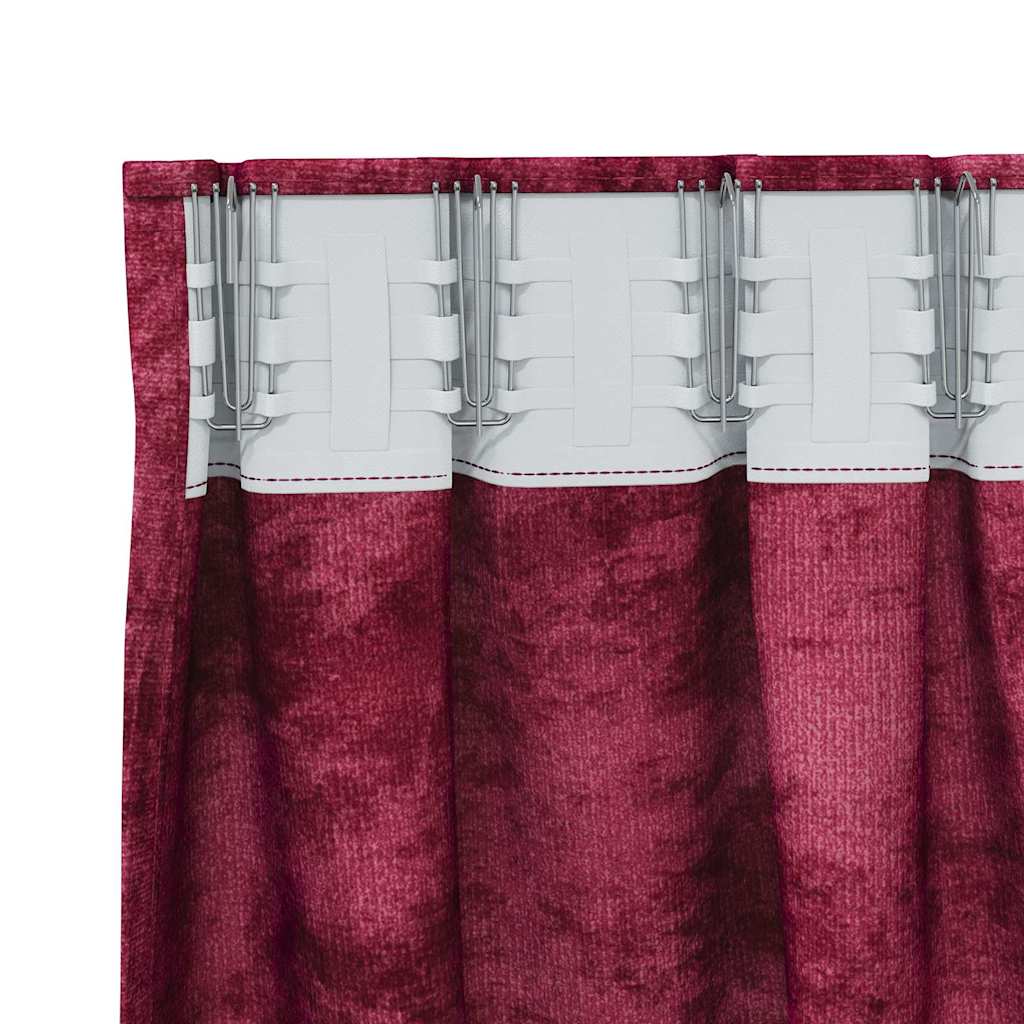 Aksominio tipo užuolaidos 2 pcs Vyno raudonumo 175 x 140 cm