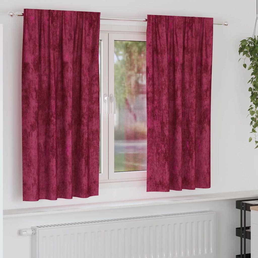 Aksominio tipo užuolaidos 2 pcs Vyno raudonumo 175 x 140 cm