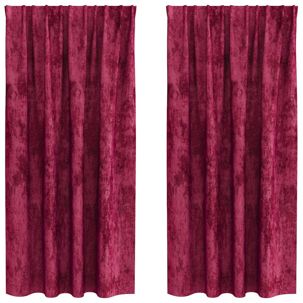 Aksominio tipo užuolaidos 2 pcs Vyno raudonumo 175 x 140 cm