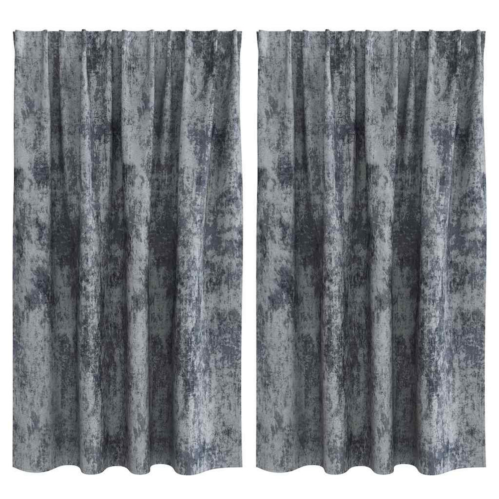Velvet Curtains 2 pcs with Rod Pockets Silver Grey 140x140 cm