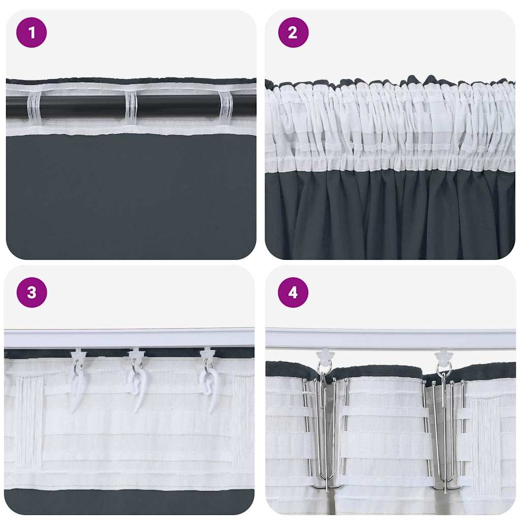 Curtain 2 pcs Silver grey 175 x 140 cm Velvet