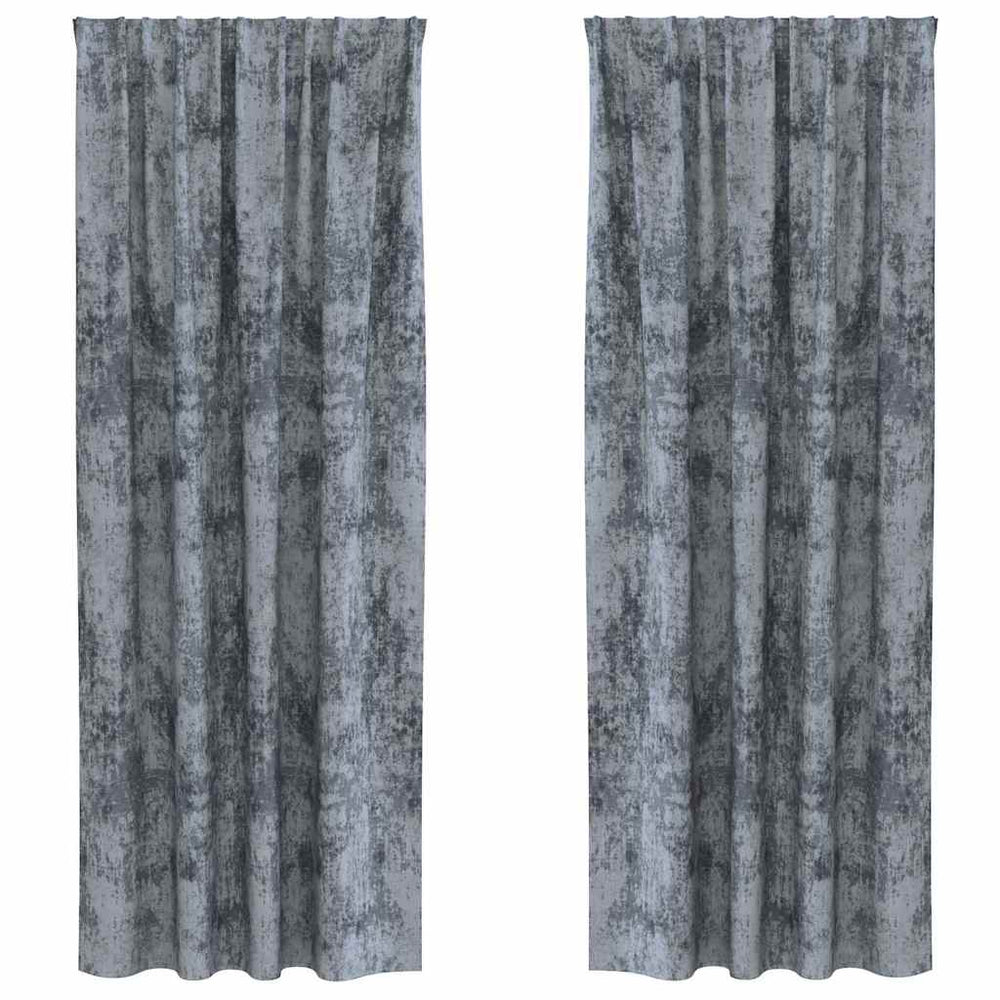 Velvet Curtains 2 pcs with Pockets Silver Grey 225x140 cm
