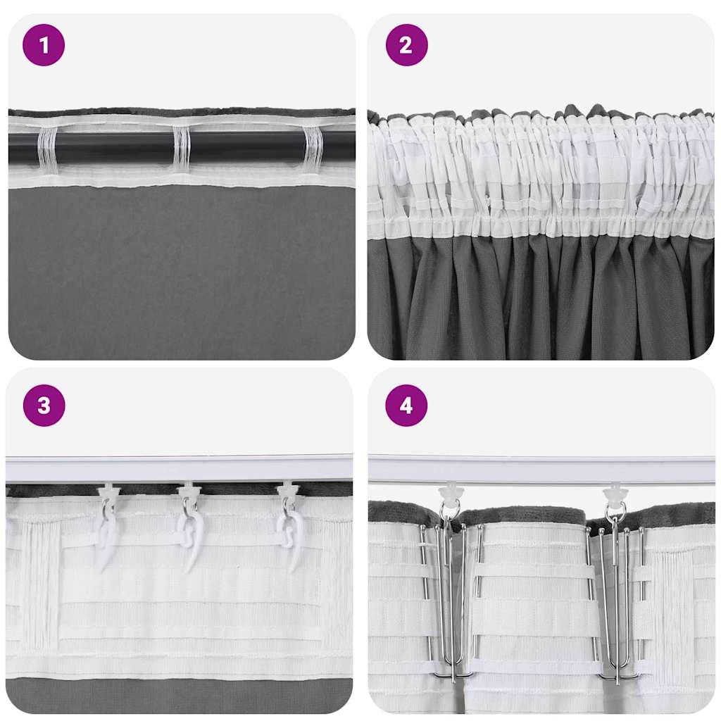 Velvet Curtains 2 pcs Grey 175 x 140 cm Velvet