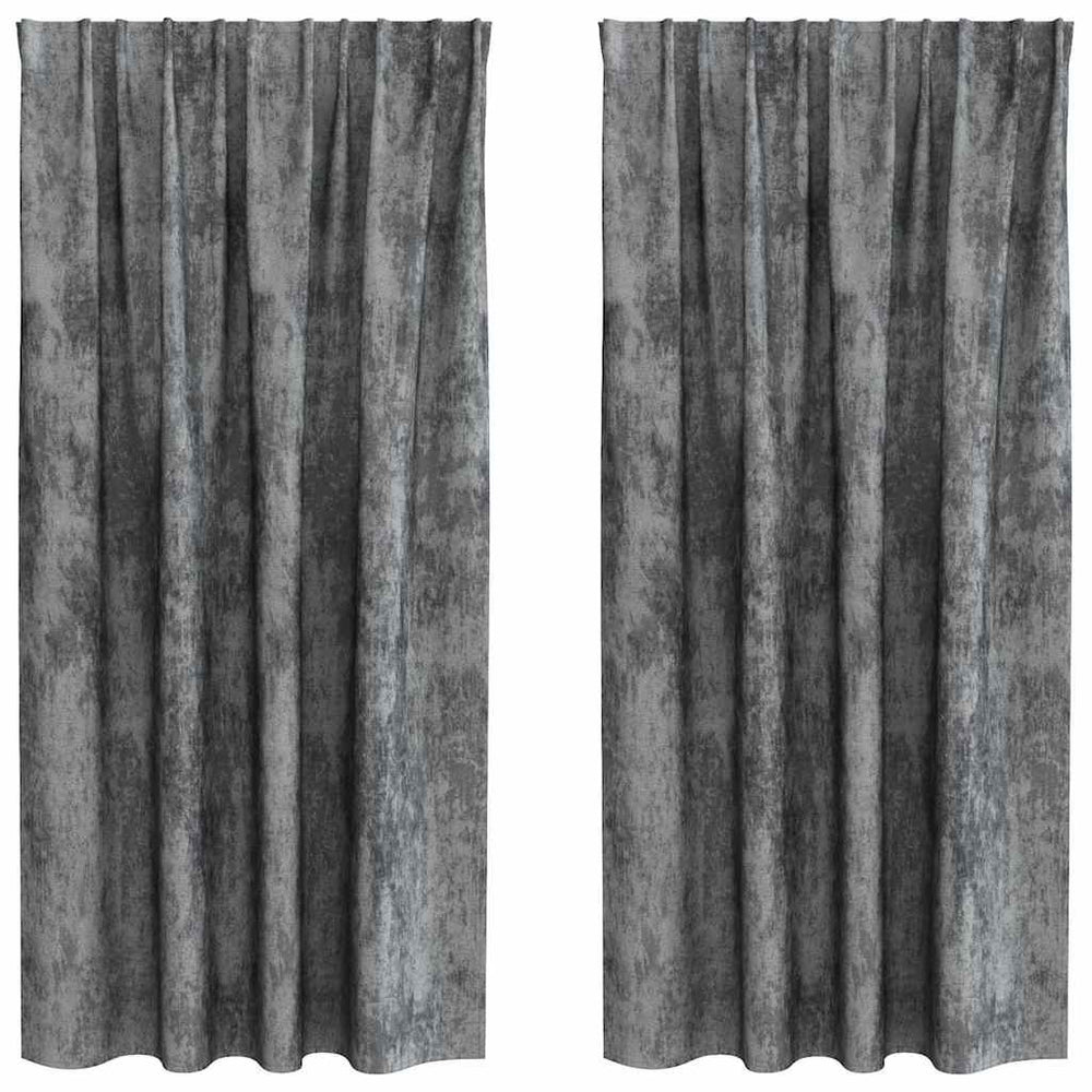 Velvet Curtains 2 pcs Grey 175 x 140 cm Velvet
