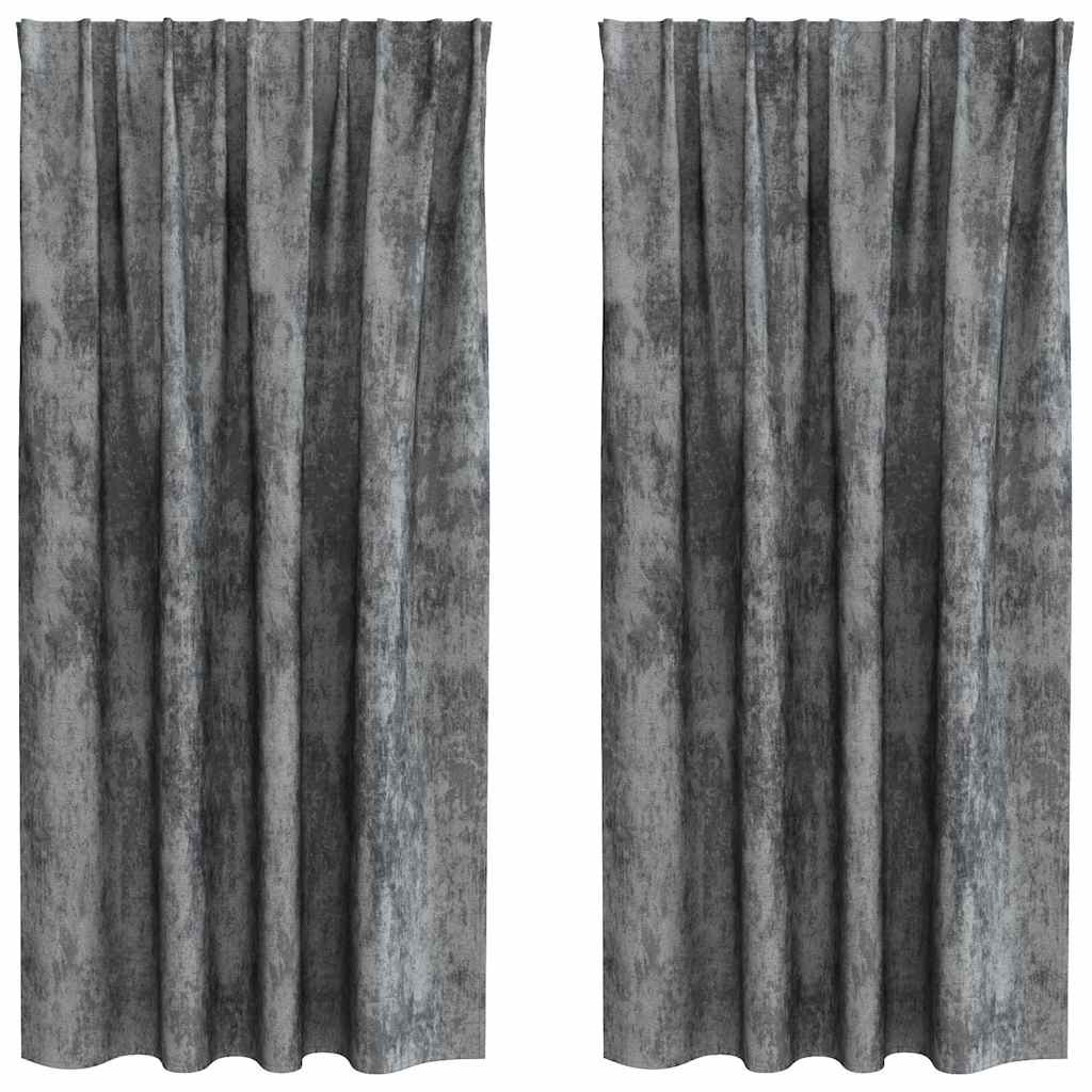 Velvet Curtains 2 pcs Grey 175 x 140 cm Velvet