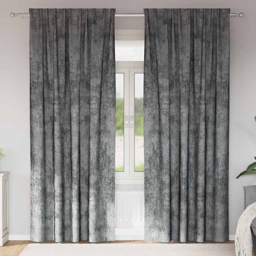 Aksominio tipo užuolaidos 2 pcs Pilka 225 x 140 cm Aksomas