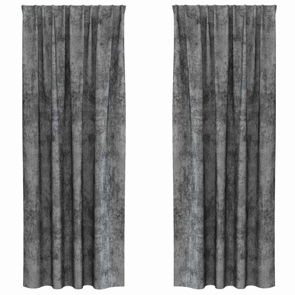 Aksominio tipo užuolaidos 2 pcs Pilka 225 x 140 cm Aksomas
