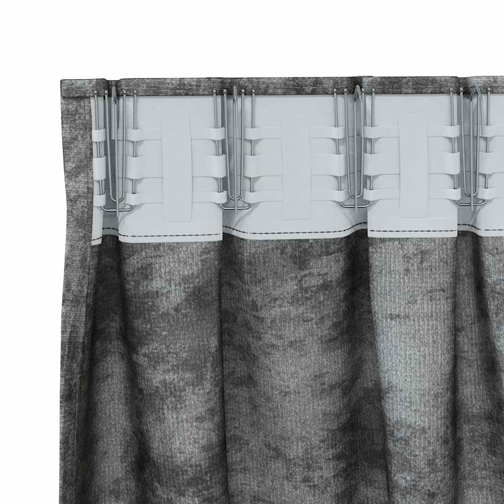 Velvet Curtains 2 pcs Grey 245 x 140 cm Velvet