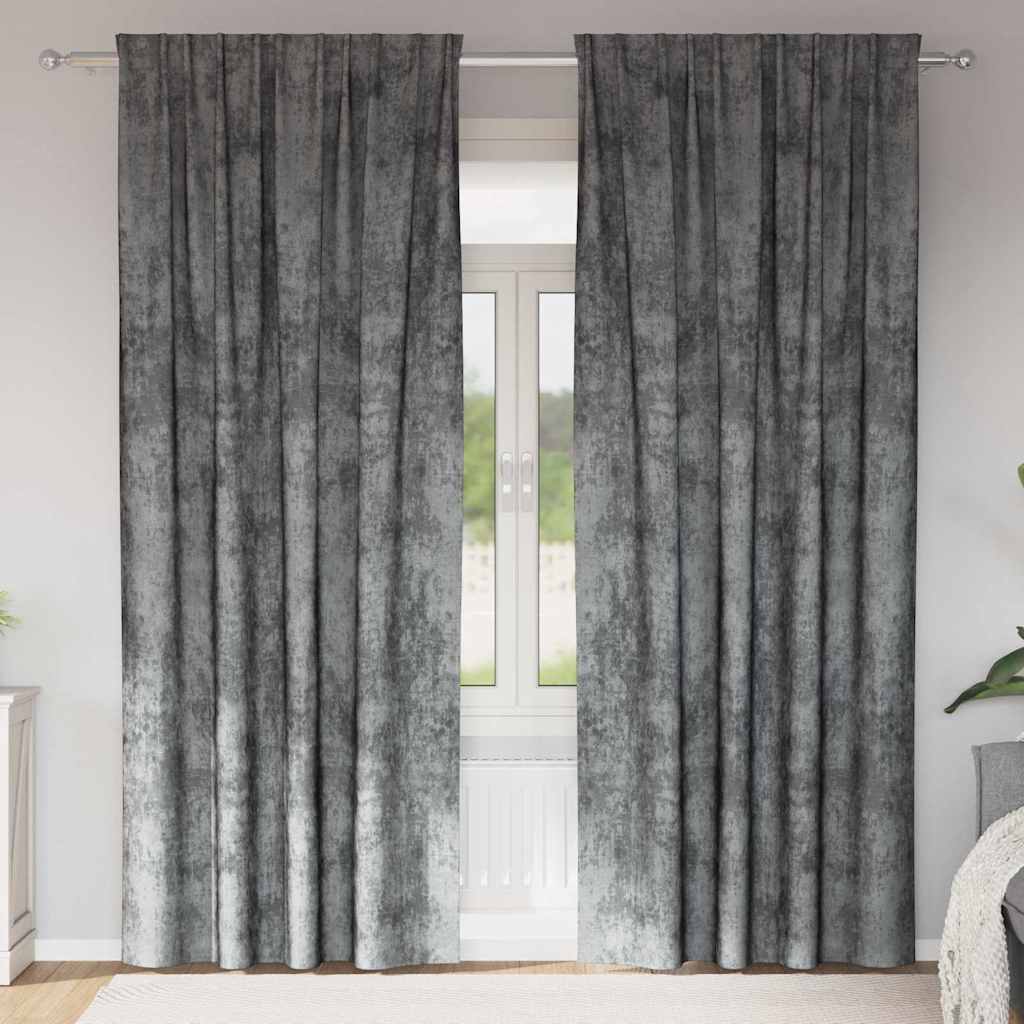 Velvet Curtains 2 pcs Grey 245 x 140 cm Velvet