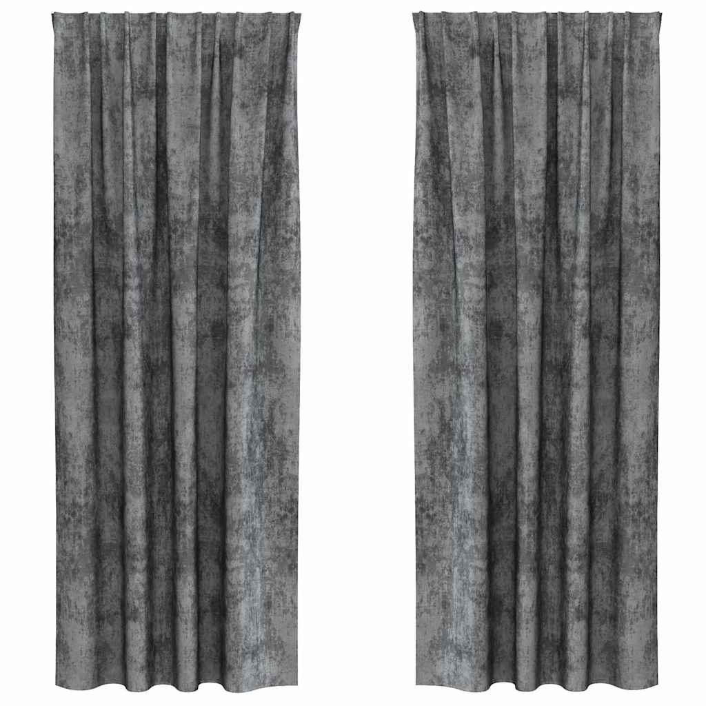 Velvet Curtains 2 pcs Grey 245 x 140 cm Velvet