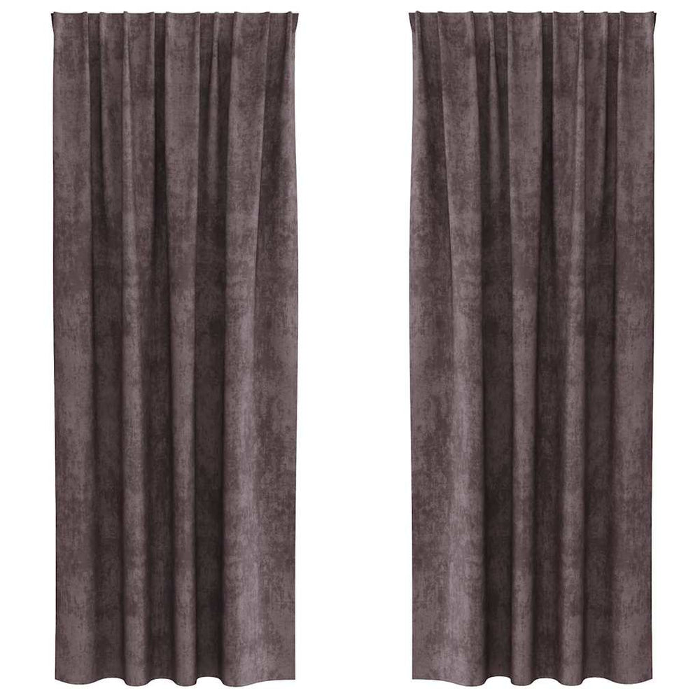 Velvet Curtains 2 pcs with Pockets Brown 245x140 cm