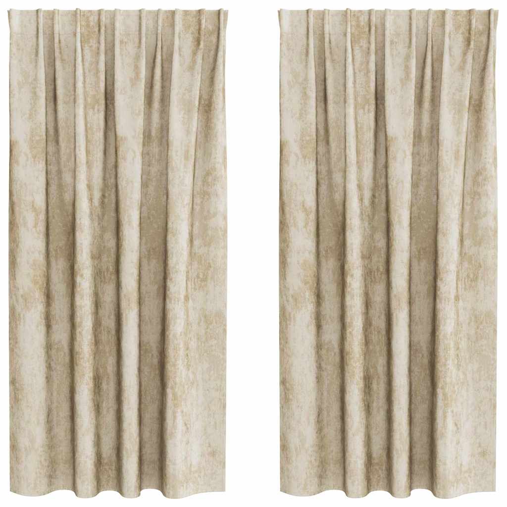 Aksominio tipo užuolaidos 2 pcs Kreminė 175 x 140 cm Aksomas