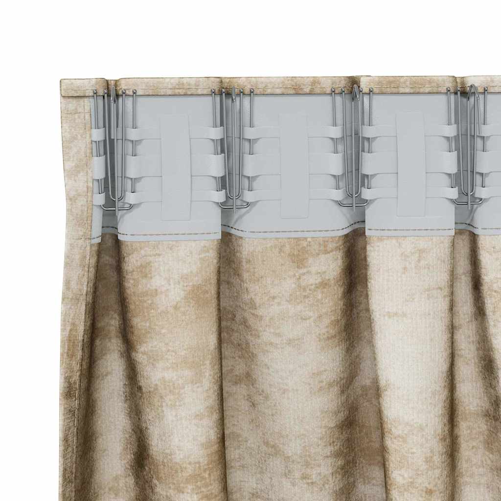 Velvet Curtains 2 pcs with Pockets Cream 225x140 cm