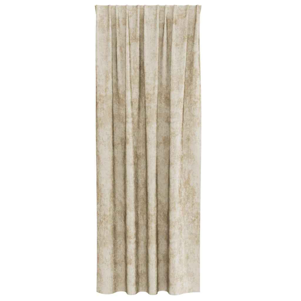Velvet Curtains 2 pcs with Pockets Cream 225x140 cm