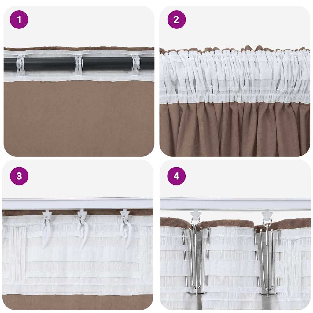 Aksominio tipo užuolaidos 2 pcs Kapučino 140 x 140 cm Aksomas