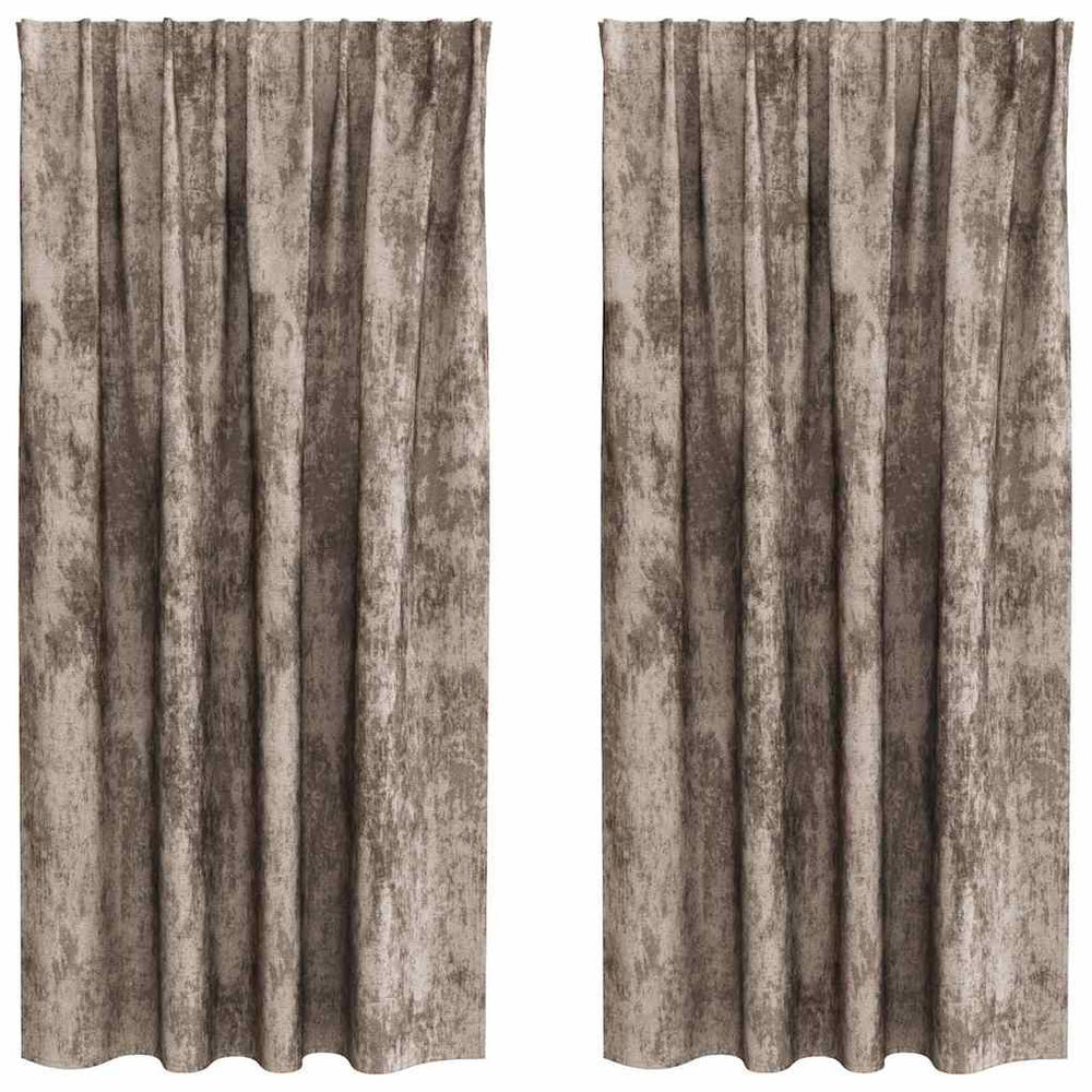 Aksominės užuolaidos 2 vnt. su žiūblio kišenėmis Kava 175x140 cm