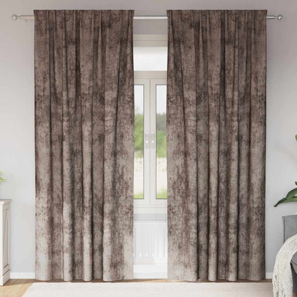 Velvet Curtains, 2 pcs with eyelet, Coffee, 245x140 cm