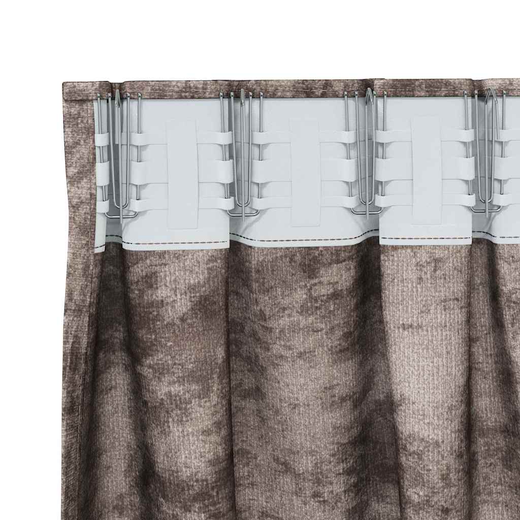 Velvetinės užuolaidos 2 vnt su kišenėmis Kappučinas 260x140 cm