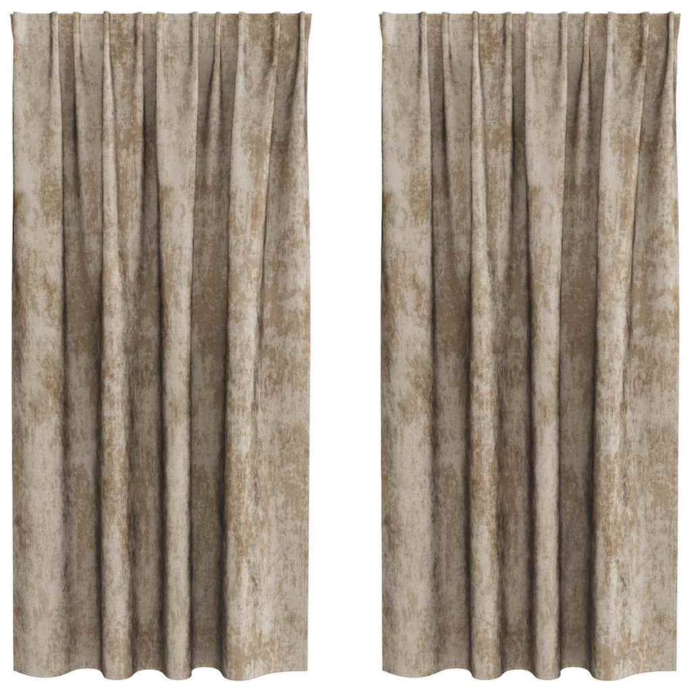 Velvet Curtains 2 pcs with Eyelets Sand 175x140 cm