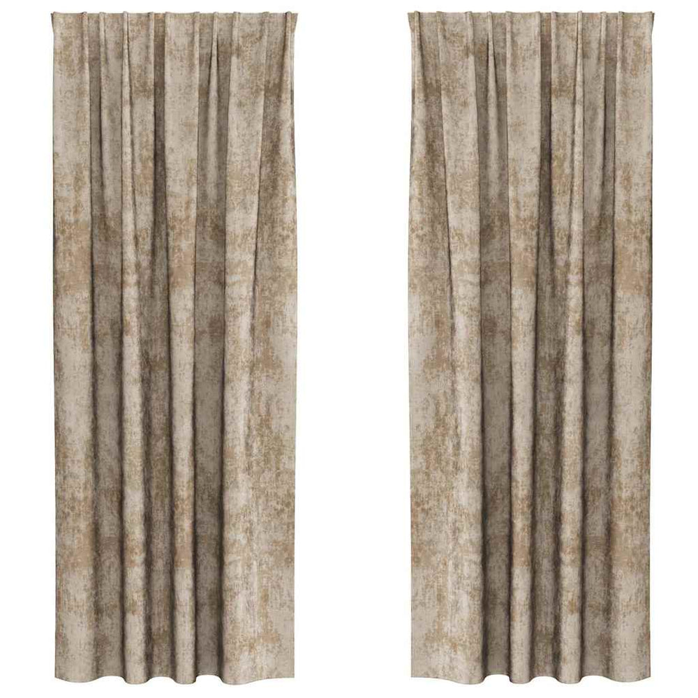 Velvet curtains, 2 pcs, with pockets, champagne, 225x140 cm
