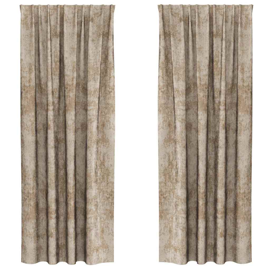 Velvet curtains, 2 pcs, with pockets, champagne, 225x140 cm