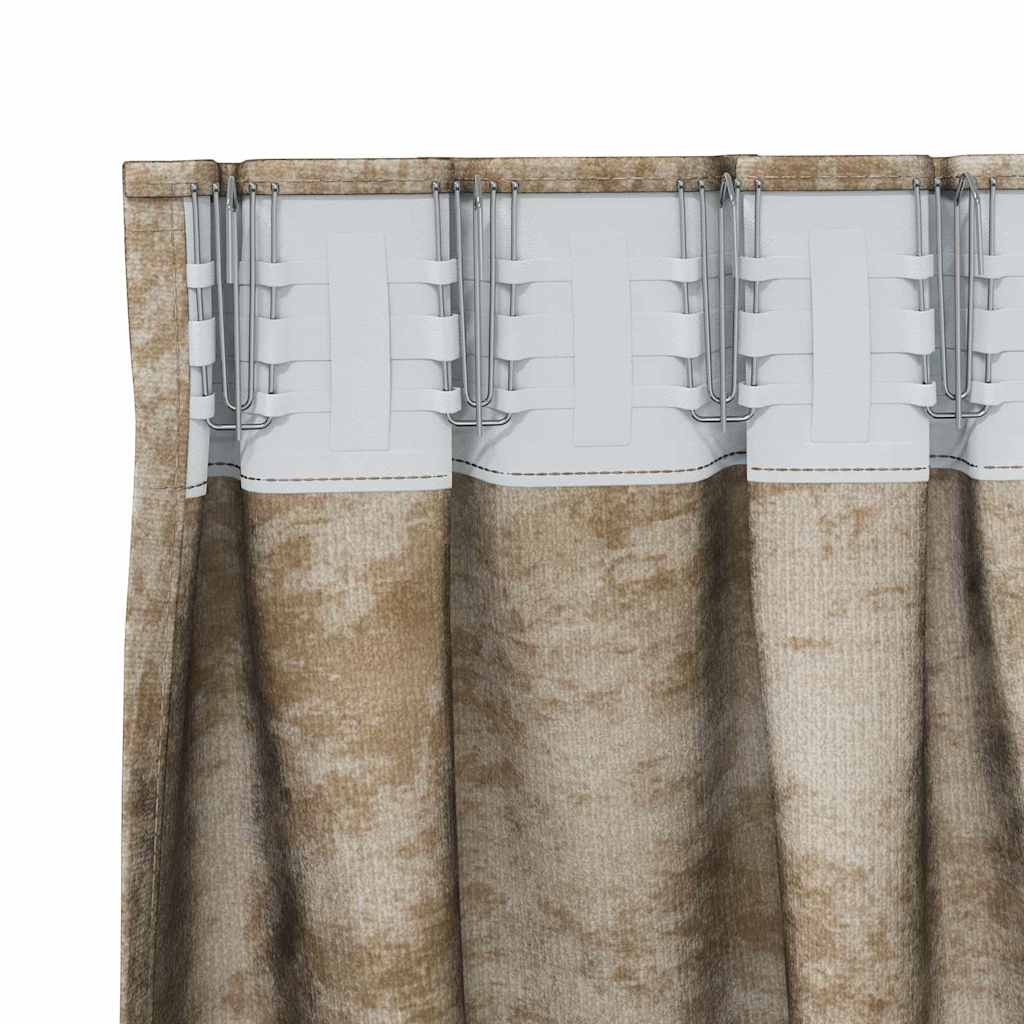 2 vnt. aksominių užuolaidų su kišenėmis Šampanas 260x140 cm