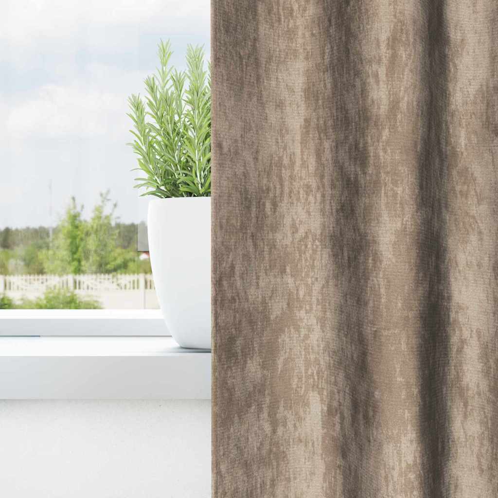2 vnt. aksominių užuolaidų su kišenėmis Šampanas 260x140 cm