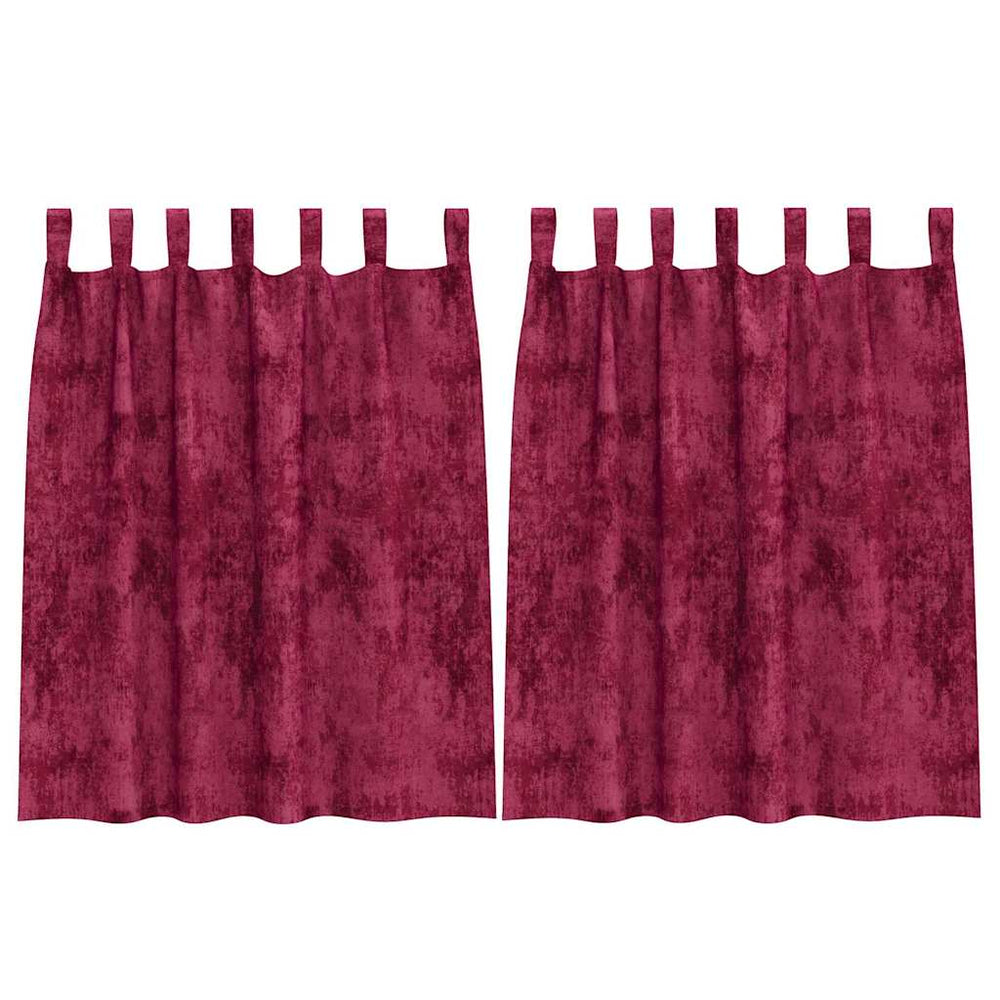 Aksominio tipo užuolaidos 2 pcs Vyno raudona 140 x 140 cm