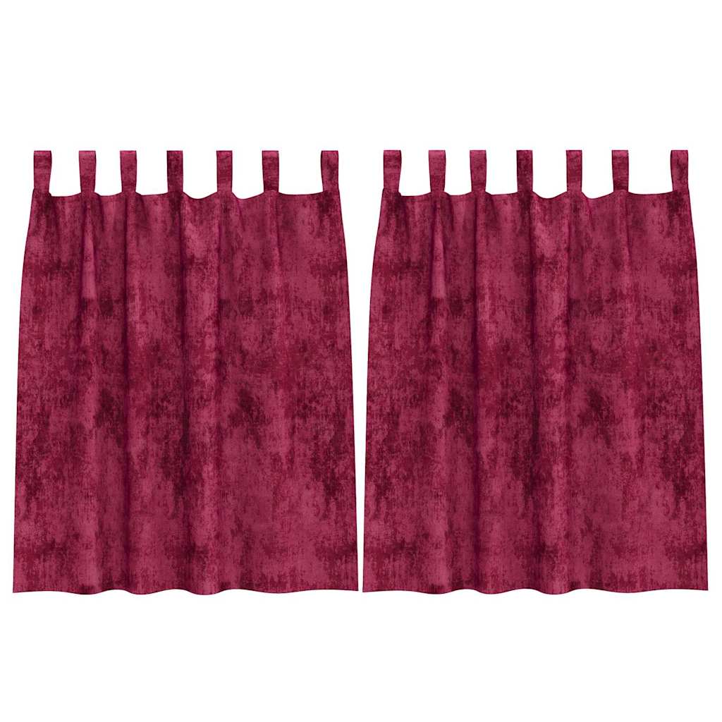 Aksominio tipo užuolaidos 2 pcs Vyno raudona 140 x 140 cm