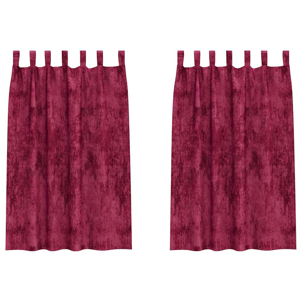 Velvet Curtains 2 pcs. with Tie-Backs Wine Red 175x140 cm