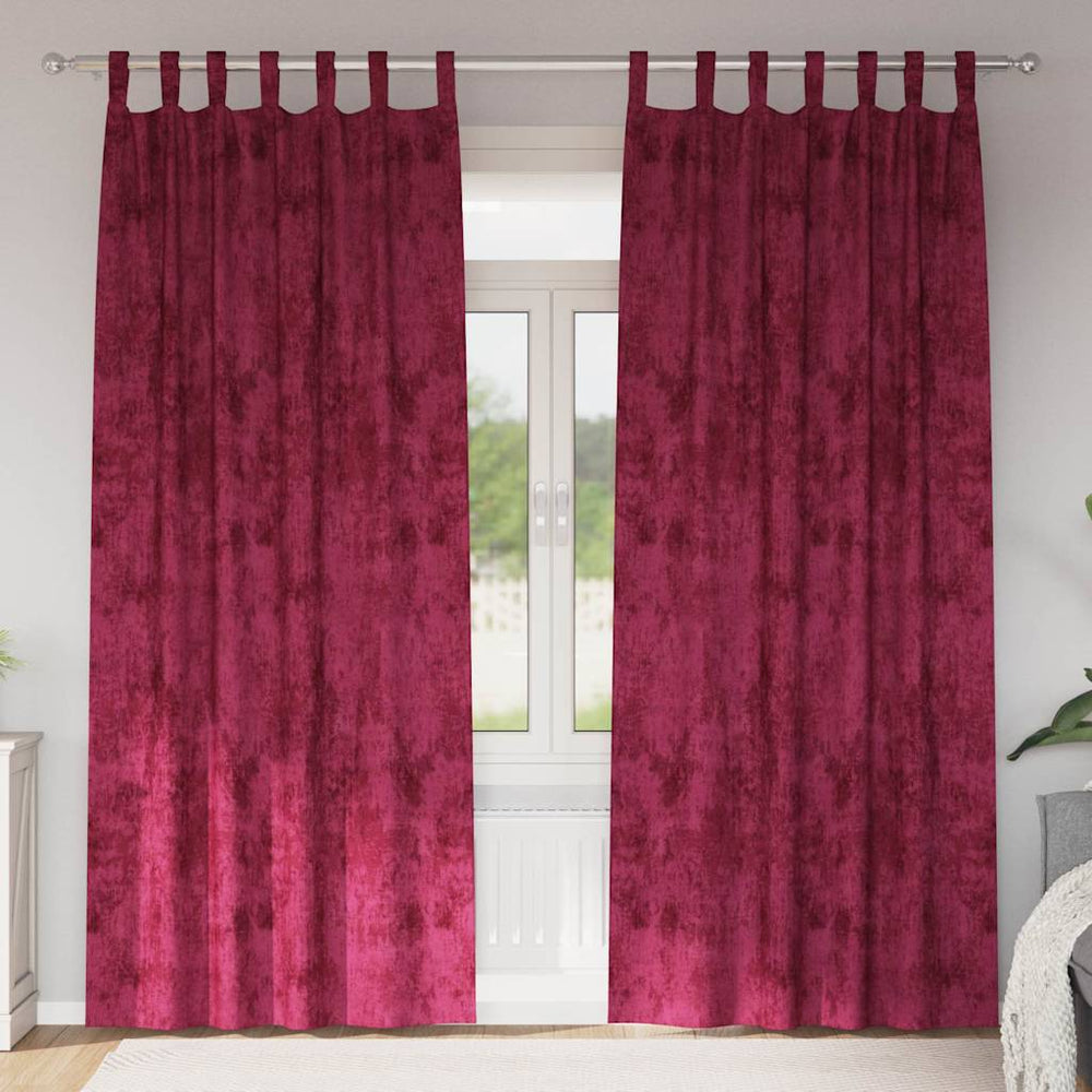 Aksominės užuolaidos 2 vnt su akių skylutėmis Burgundinė raudona 225x140 cm