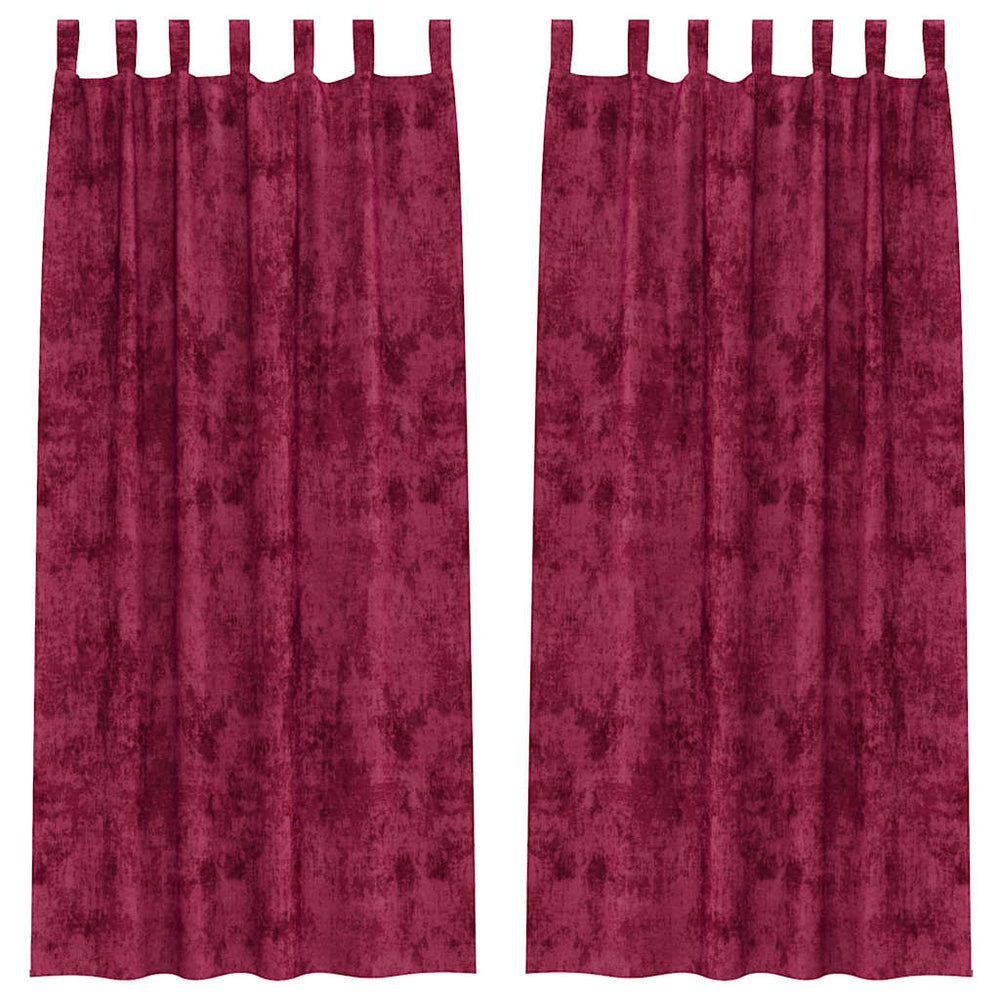 Velvet Curtains 2 pcs with loops Burgundy 260x140 cm