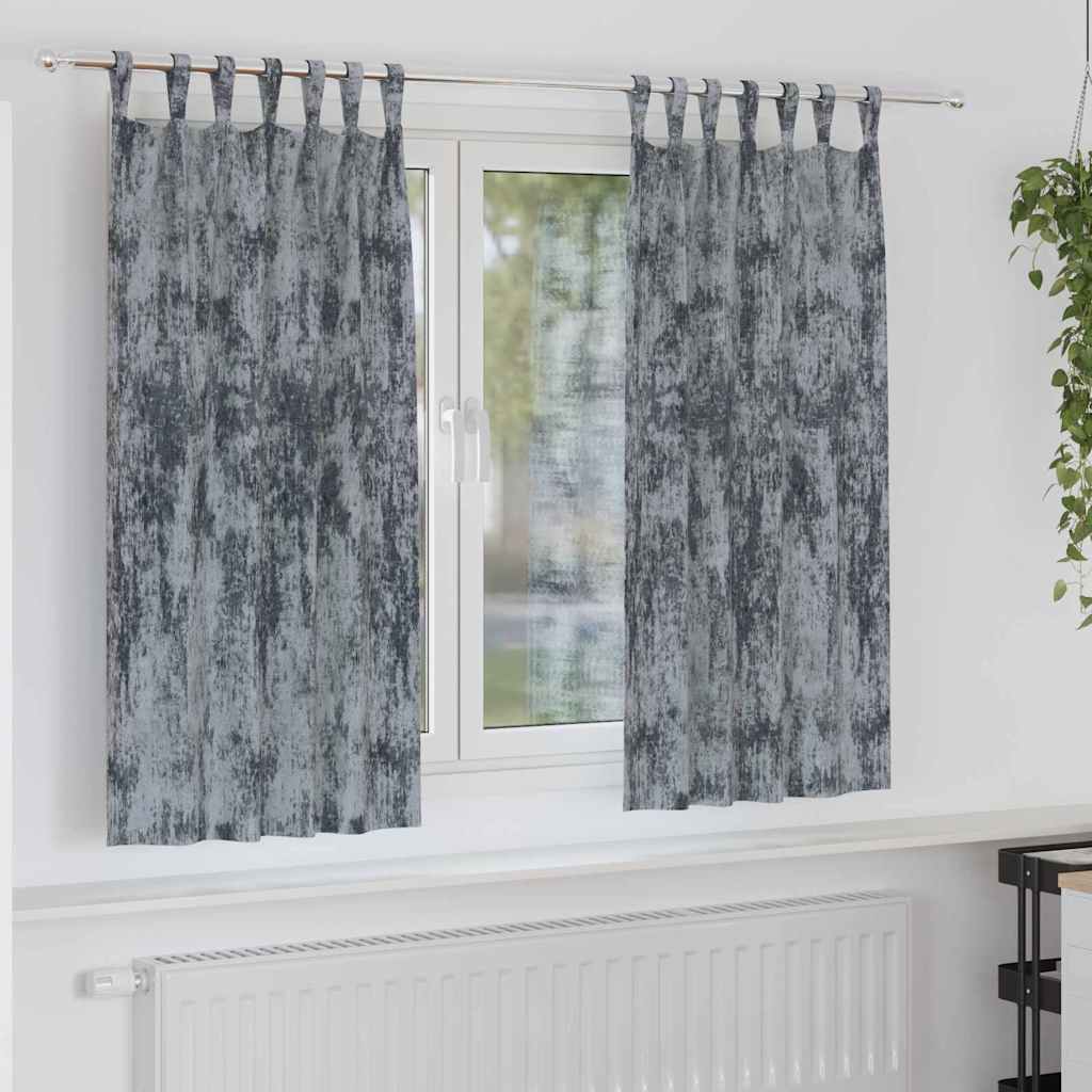 Velvet Curtains 2 pcs with loops in silver grey 175x140 cm