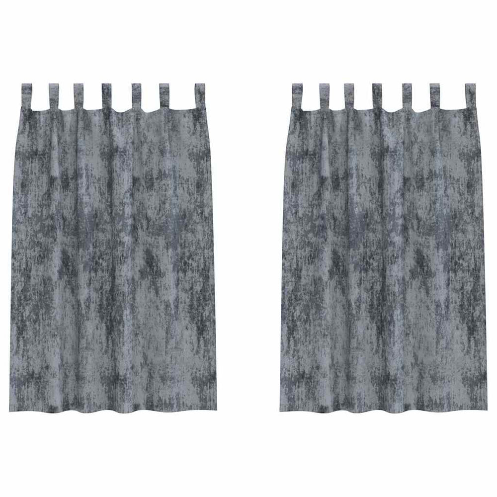 Velvet Curtains 2 pcs with loops in silver grey 175x140 cm