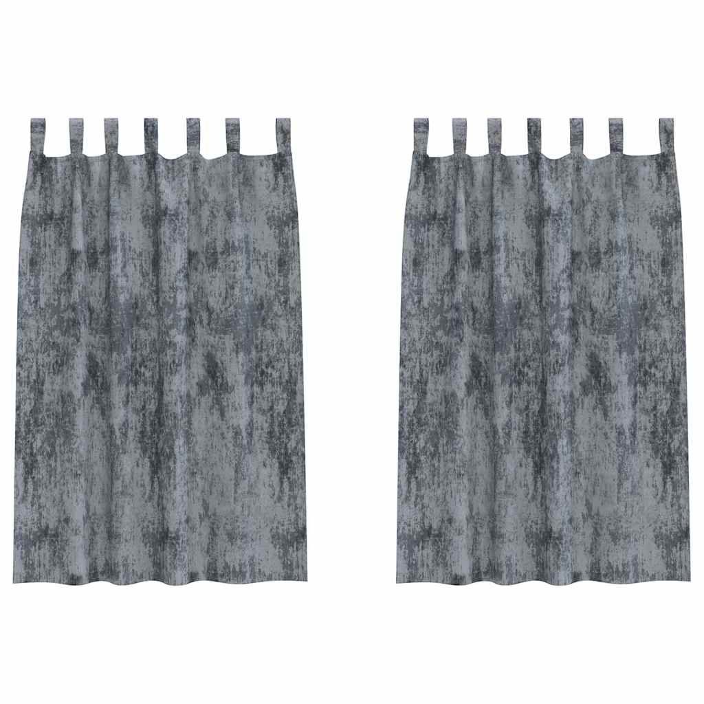 Velvet Curtains 2 pcs with loops in silver grey 175x140 cm