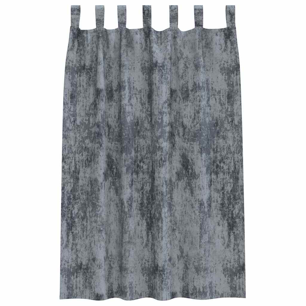 Velvet Curtains 2 pcs with loops in silver grey 175x140 cm