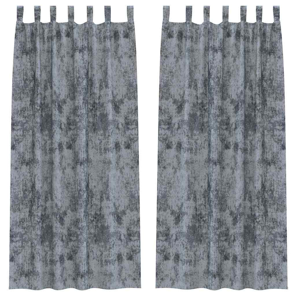 Velvet Curtains 2 pcs with Eyelets Silver 225x140 cm
