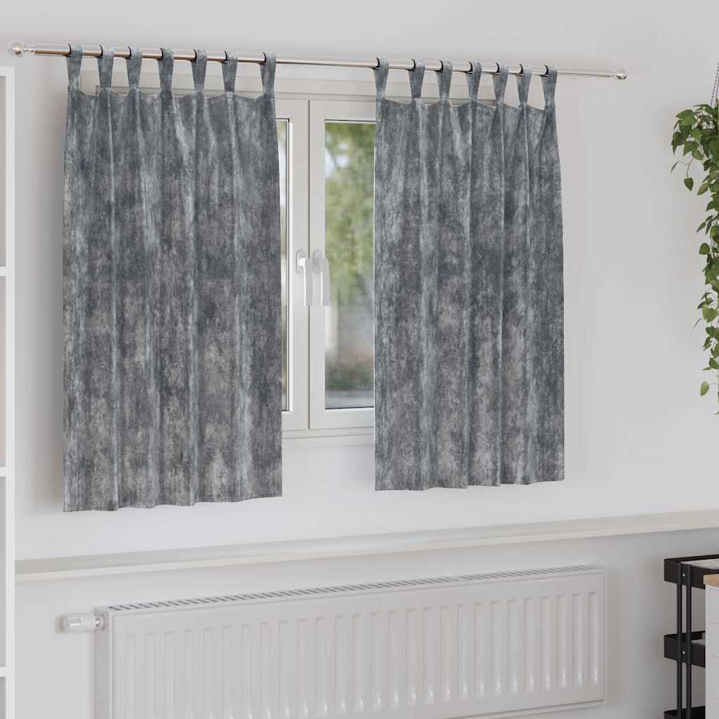 Velvet type curtains 2 pcs Grey 140 x 140 cm Velvet