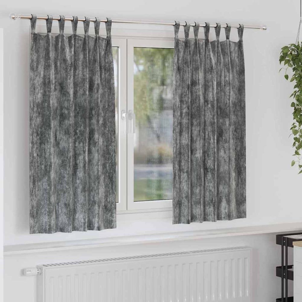 velvet curtains 2 pcs. with blackout blinds grey 175x140 cm