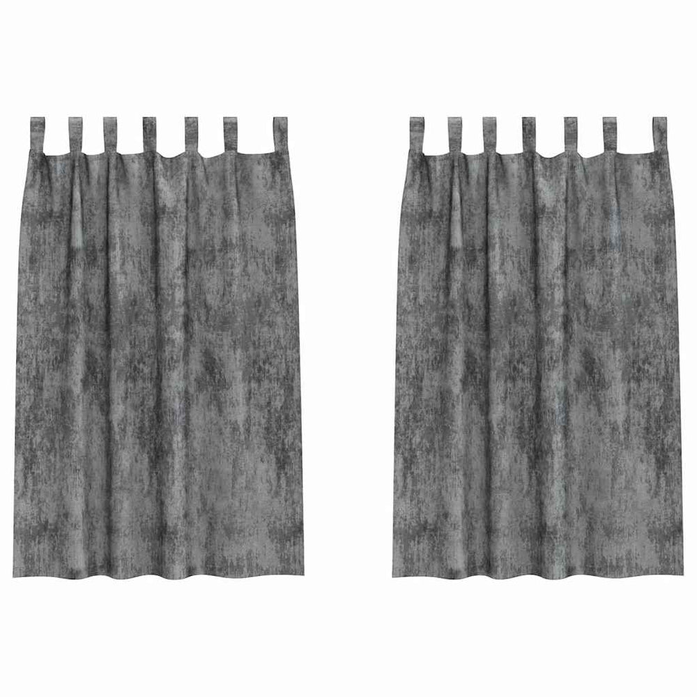 velvet curtains 2 pcs. with blackout blinds grey 175x140 cm