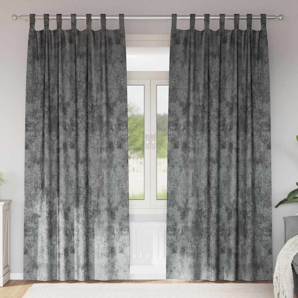 Aksominio tipo užuolaidos 2 pcs Pilka 225 x 140 cm Aksomas