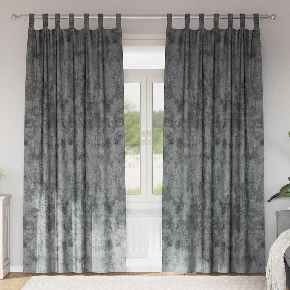 Aksominio tipo užuolaidos 2 pcs Pilka 225 x 140 cm Aksomas