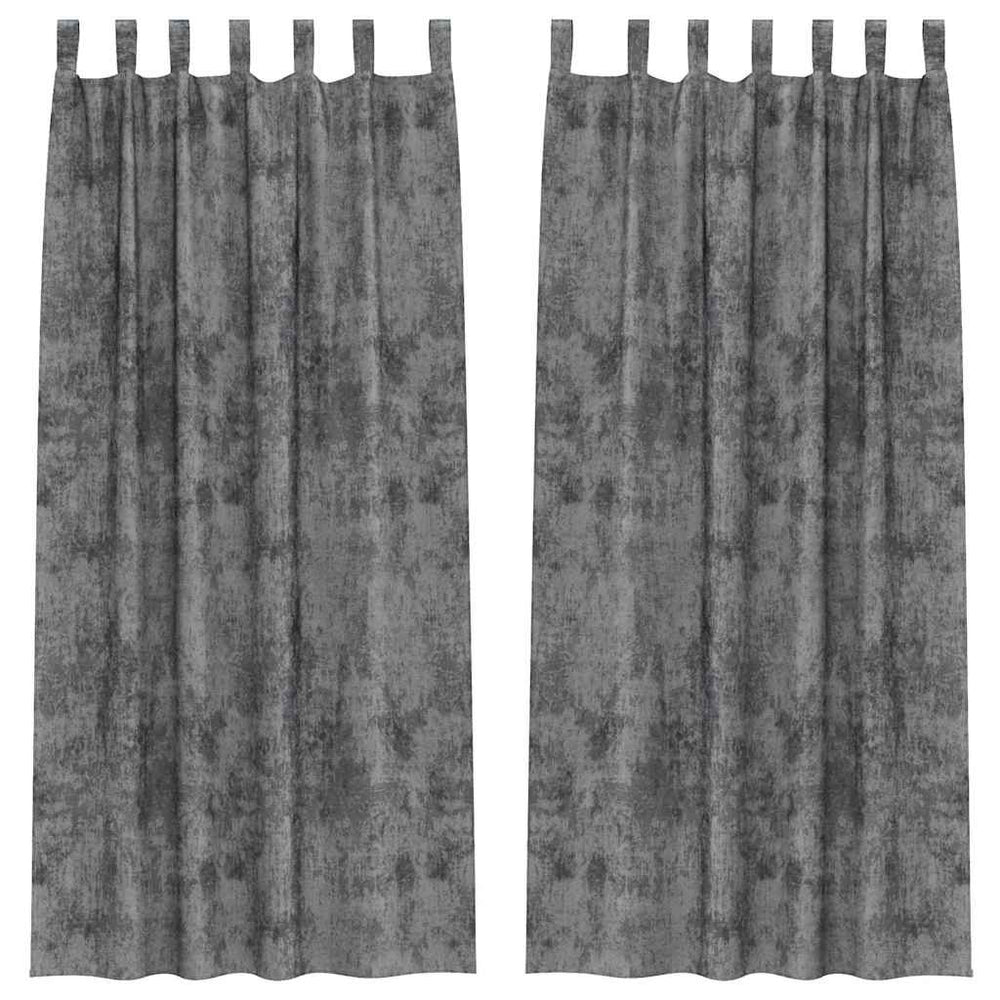 Aksominės užuolaidos 2 vnt. su juostomis Pilkos 245x140 cm