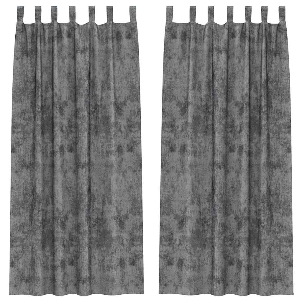 Aksominės užuolaidos 2 vnt. su juostomis Pilkos 245x140 cm