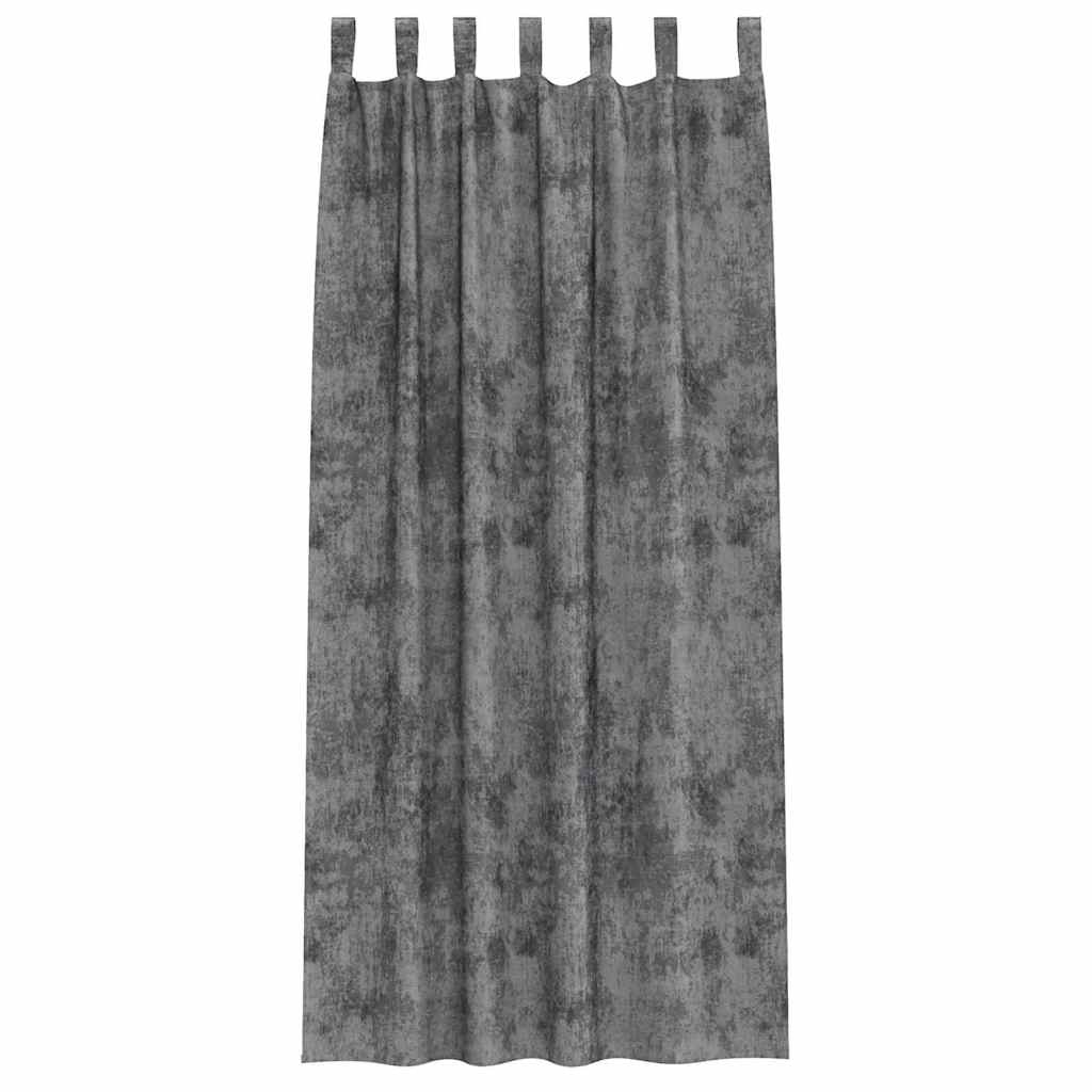 Aksominės užuolaidos 2 vnt. su juostomis Pilkos 245x140 cm