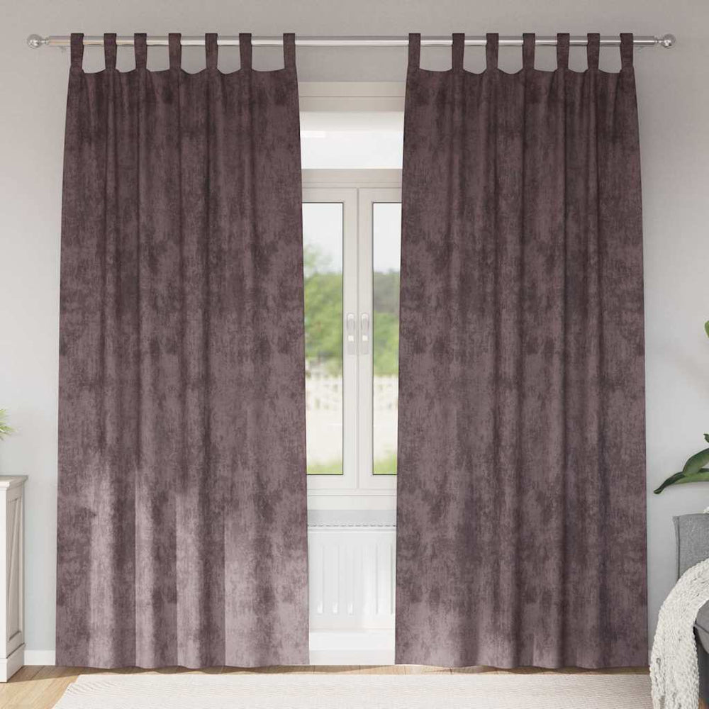 Aksominės užuolaidos 2 vnt su akys ruda 260x140 cm