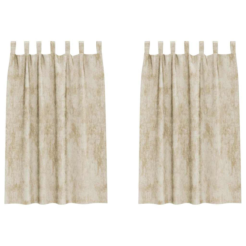 Aksominės Užuolaidos 2 vnt su Juostomis Kreminės 175x140 cm
