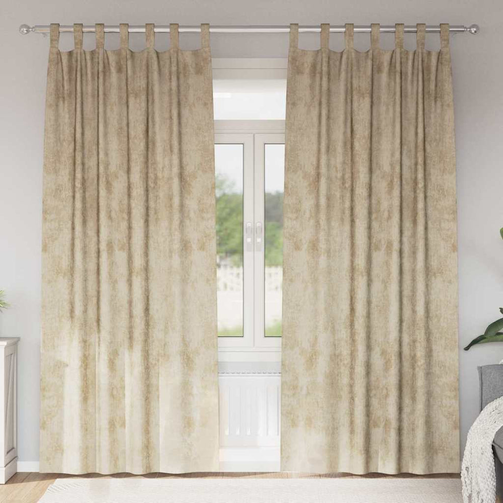 aksominės užuolaidos 2 vnt su skylutėmis kreminės 260x140 cm