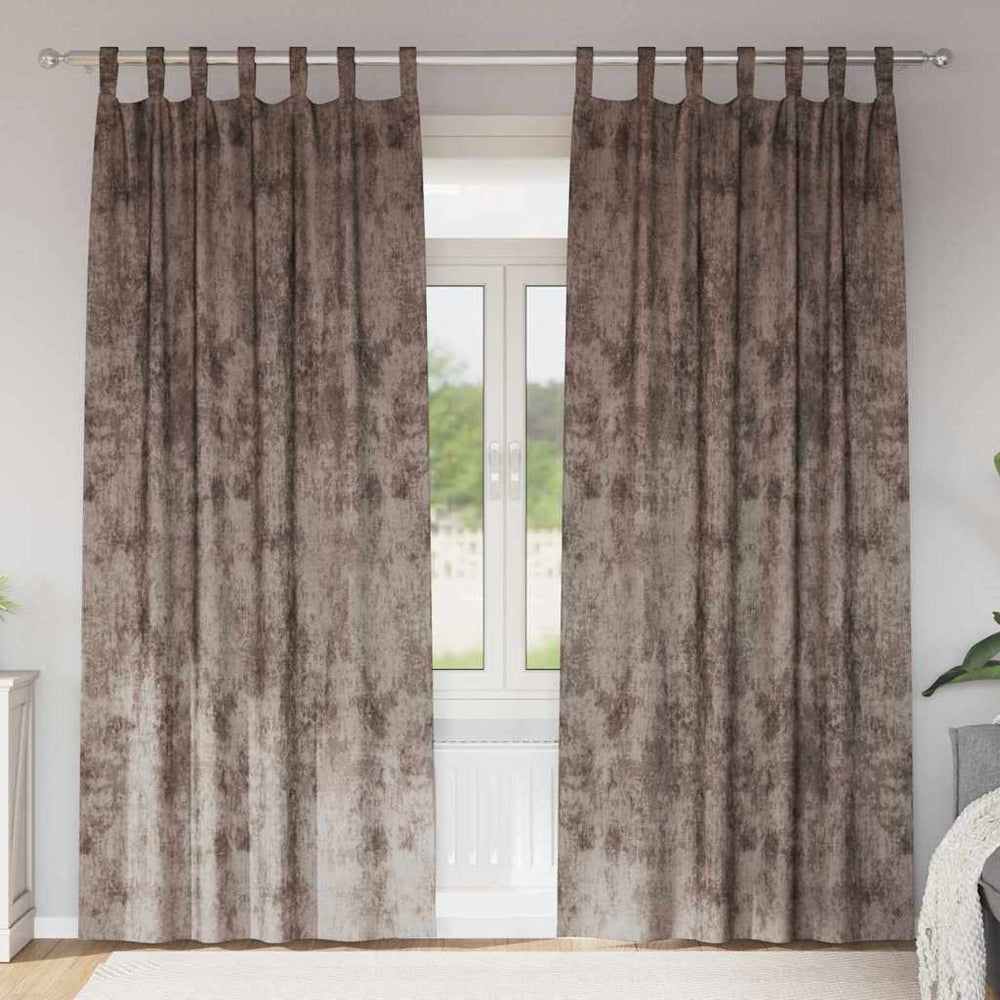 Velvet Curtains 2 pcs with Eyelets Cappuccino 245x140 cm